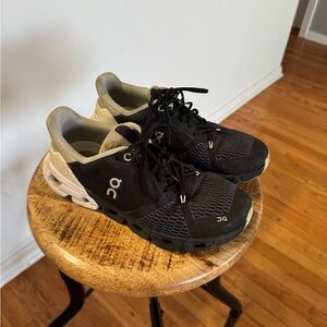 On Running Black and Cream Sneakers